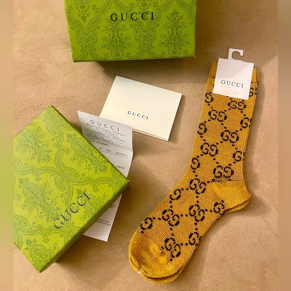 Gucci Gold Mustard Socks - Picture 1 of 2